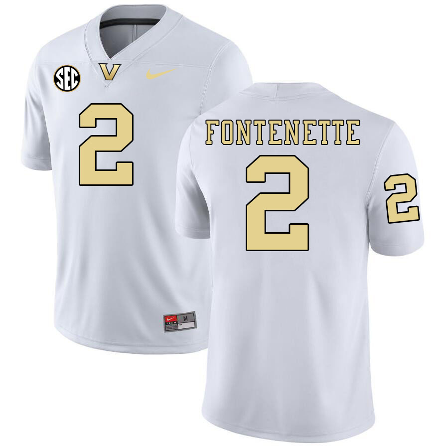 Randon Fontenette Jersey,Vanderbilt Commodores #2 Randon Fontenette Football Jersey-White 2024